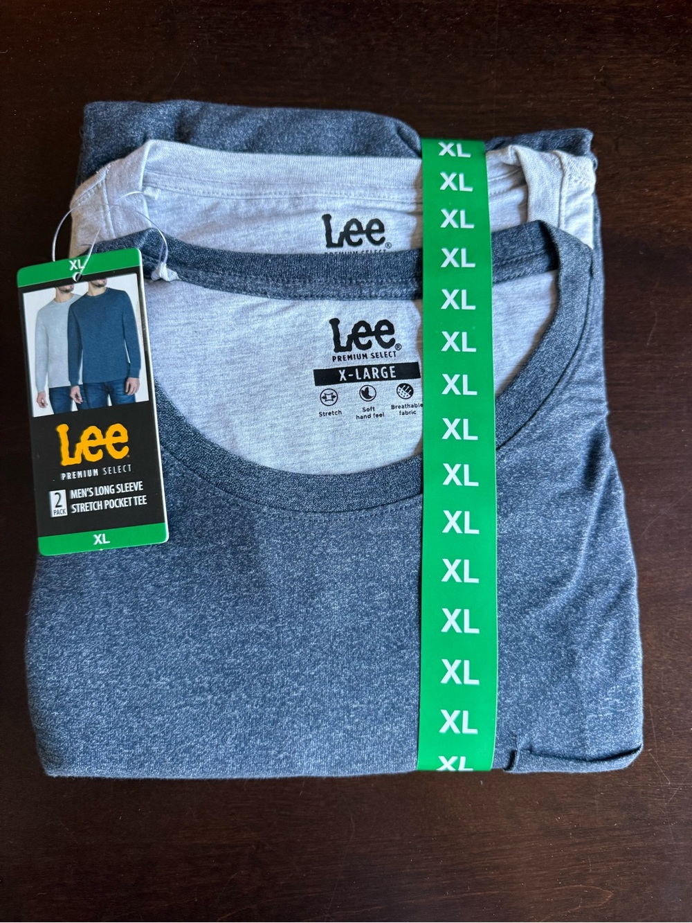 Lee Men's Crewneck Long Sleeve Tee - Gray Heather & Light Gray